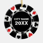 カジノトランプのポーカーキープサケクリスマス セラミックオーナメント (正面)