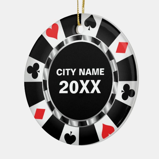 カジノトランプのポーカーキープサケクリスマス セラミックオーナメント (左)