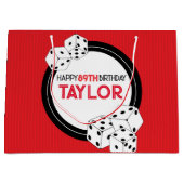 カジノトランプのポーカーサイコロ誕生日抱き枕 ラージペーパーバッグ (正面)