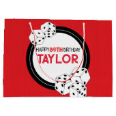 カジノトランプのポーカーサイコロ誕生日抱き枕 ラージペーパーバッグ (裏面)