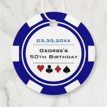 カジノトランプのポーカーチップインネイビーブルー&ホワイト誕生日