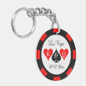 カジノトランプのポーカーチップカスタムコイン写真キーチェーン キーホルダー (正面左)