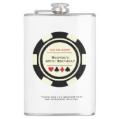 カジノトランプのポーカーチップブラックオフホワイト誕生日 フラスク (正面)