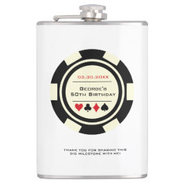 カジノトランプのポーカーチップブラックオフホワイト誕生日 フラスク