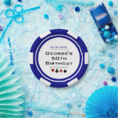 カジノトランプのポーカーチップブルーホワイトラスベガス誕生日 ペーパープレート (パーティー)