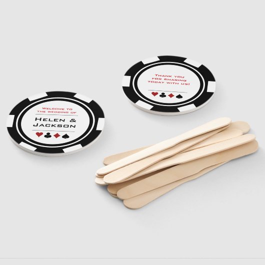 カジノトランプのポーカーチップ白黒へようこそ結婚の ハンドファン (組立なし)