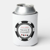 カジノトランプのポーカーチップ白黒ベガス結婚ズ 缶クーラー (缶正面)