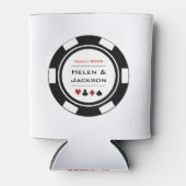 カジノトランプのポーカーチップ白黒ベガス結婚ズ 缶クーラー (正面)