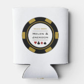 カジノトランプのポーカーチップ金ゴールド白黒ベガス結婚ズ 缶クーラー (裏面)