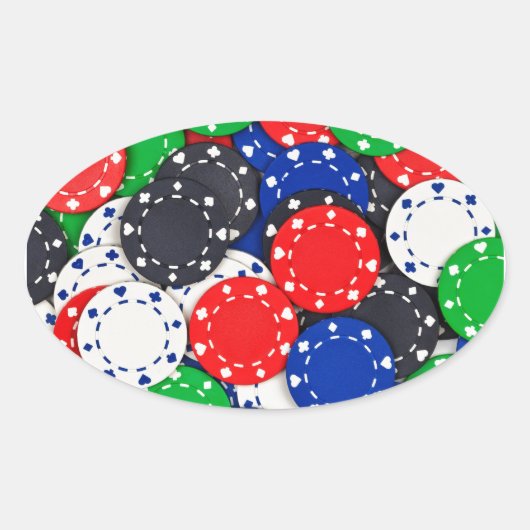 カジノトランプのポーカーチップ 楕円形シール (正面)