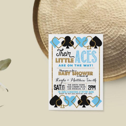 カジノトランプのポーカーツインボーイベビーシャワー招待状 招待状