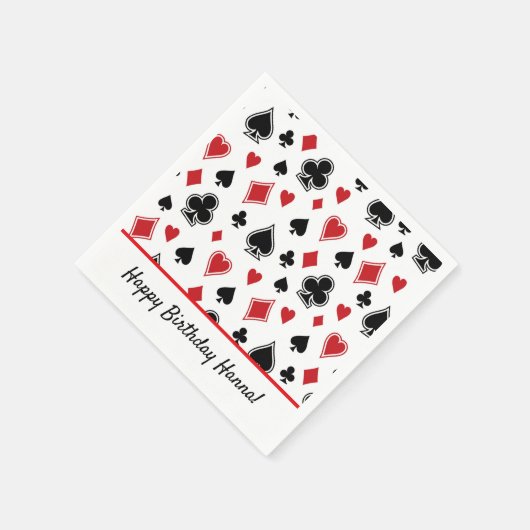 カジノトランプのポーカーテーマカードシャーク誕生日 スタンダードカクテルナプキン (角)