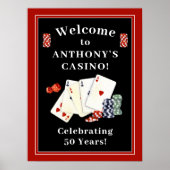カジノトランプのポーカーバースデーパーティーパーソナライズされたようこそ ポスター (正面)
