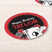 カジノトランプのポーカーバースデーパーティー紙コースター ラウンドペーパーコースター (アングル)