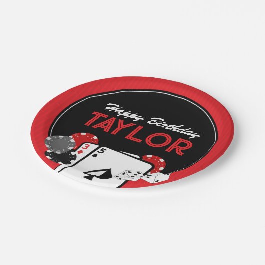 カジノトランプのポーカーバースデーパーティー紙プレート ペーパープレート (アングル)