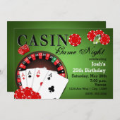 カジノトランプのポーカーベガスパーティー誕生日招待状 招待状 (正面/裏面)