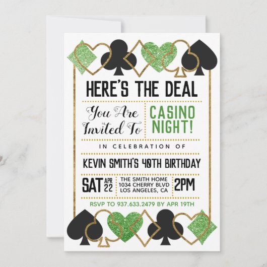 カジノトランプのポーカー招待状 招待状 (正面)