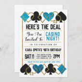 カジノトランプのポーカー招待状 招待状 (正面/裏面)