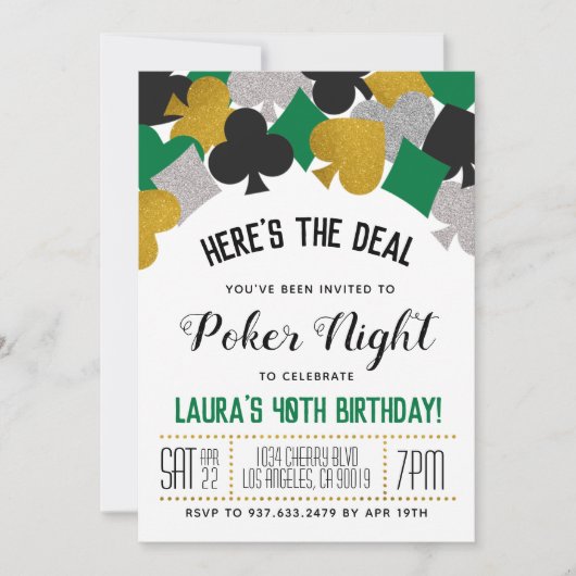 カジノトランプのポーカー招待状 招待状 (正面)