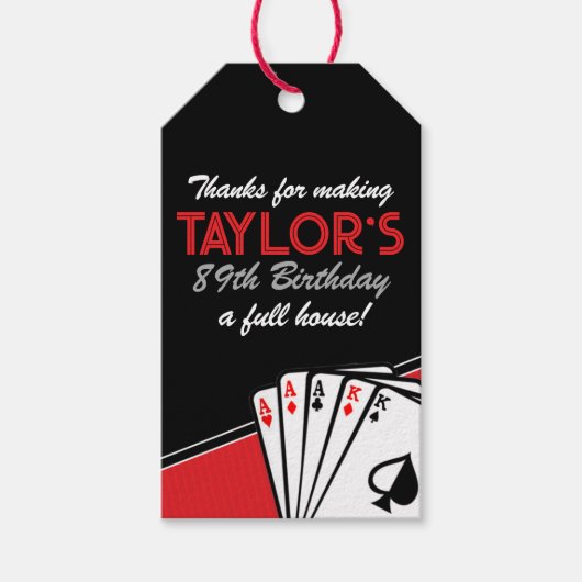 カジノトランプのポーカー誕生日サンキューユーメッセージカード ギフトタグ (正面)