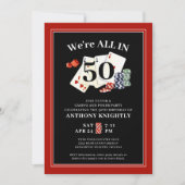 カジノトランプのポーカー誕生日パーティエージエージ 招待状 (正面)