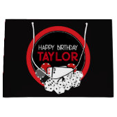 カジノトランプのポーカー誕生日抱き枕 ラージペーパーバッグ (正面)