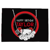 カジノトランプのポーカー誕生日抱き枕 ラージペーパーバッグ (裏面)