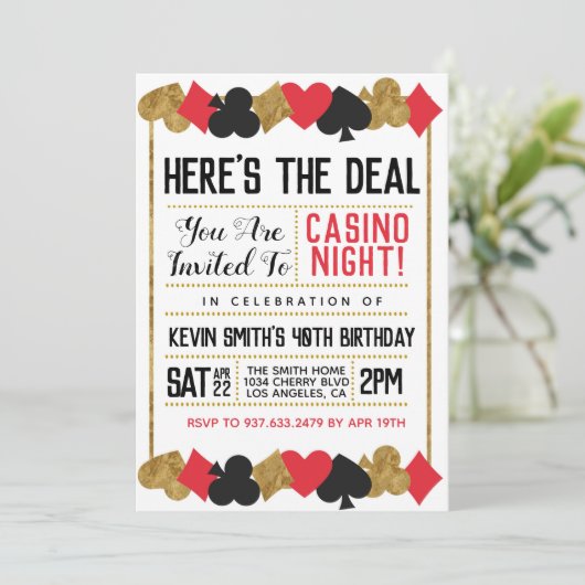 カジノトランプのポーカー誕生日 招待状 (スタンド正面)