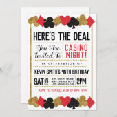 カジノトランプのポーカー誕生日 招待状 (正面/裏面)