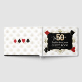 カジノトランプのポーカー3D 50と素晴らしい誕生日パーティー ゲストブック (全面)