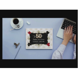 カジノトランプのポーカー3D 50と素晴らしい誕生日パーティー ゲストブック