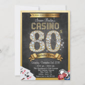 カジノトランプのポーカー80番目の誕生日招待状 招待状 (正面)