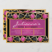 カジノナイトガールズバースデーパーティードカード招待状 案内状 (正面/裏面)