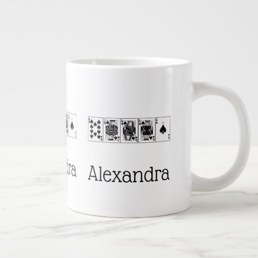 カジノナイトトランプのポーカー王室のストレートフラッシュスペード ジャンボコーヒーマグカップ (右)