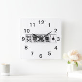 カジノナイトトランプのポーカー王室のストレートフラッシュスペード スクエア壁時計 (ホーム)