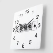 カジノナイトトランプのポーカー王室のストレートフラッシュスペード スクエア壁時計 (傾斜)