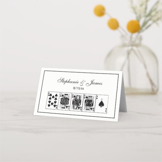 カジノナイトトランプのポーカー王室のストレートフラッシュスペード プレイスカード (正面)