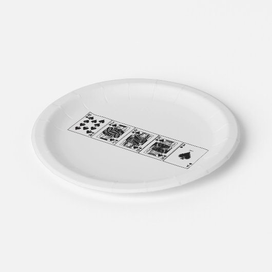 カジノナイトトランプのポーカー王室のストレートフラッシュスペード ペーパープレート (アングル)