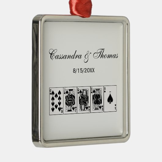 カジノナイトトランプのポーカー王室のストレートフラッシュスペード メタルオーナメント (右)