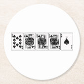 カジノナイトトランプのポーカー王室のストレートフラッシュスペード ラウンドペーパーコースター (正面)