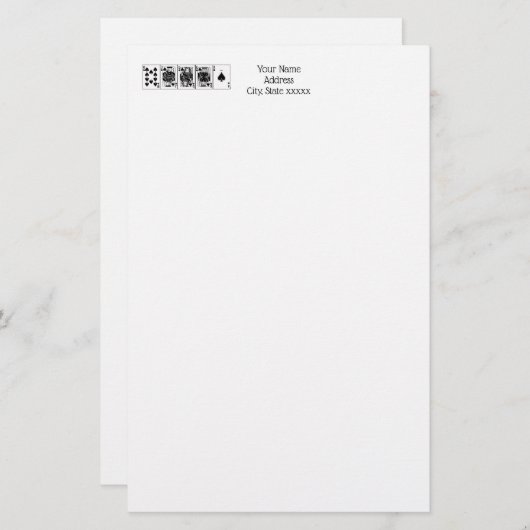 カジノナイトトランプのポーカー王室のストレートフラッシュスペード 便箋 (正面/裏面)