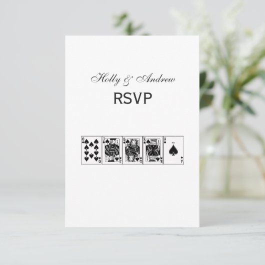 カジノナイトトランプのポーカー王室のストレートフラッシュスペード 出欠カード (スタンド正面)