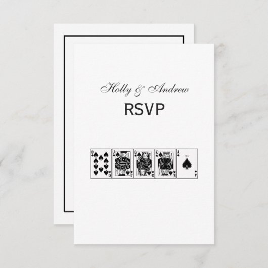 カジノナイトトランプのポーカー王室のストレートフラッシュスペード 出欠カード (正面/裏面)