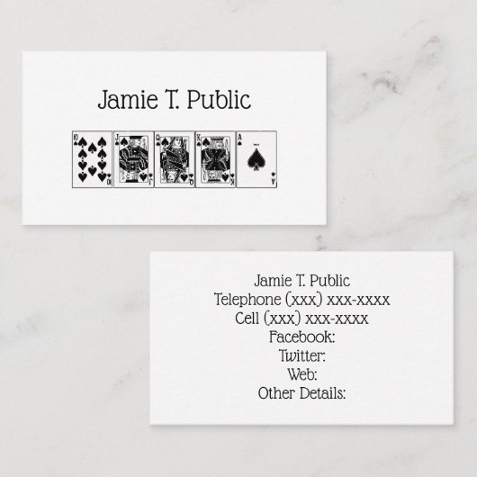 カジノナイトトランプのポーカー王室のストレートフラッシュスペード 名刺 (正面/裏面)