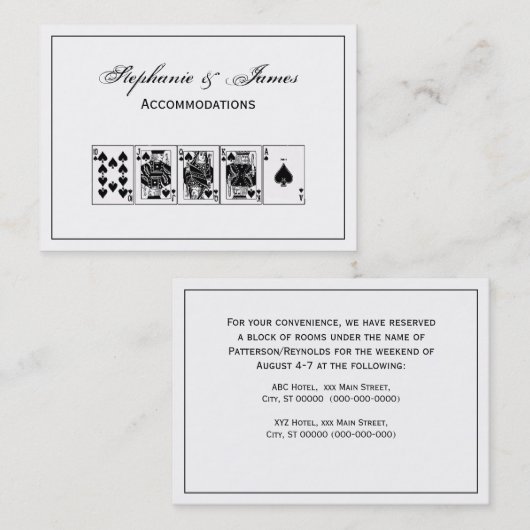 カジノナイトトランプのポーカー王室のストレートフラッシュスペード 名刺 (正面/裏面)