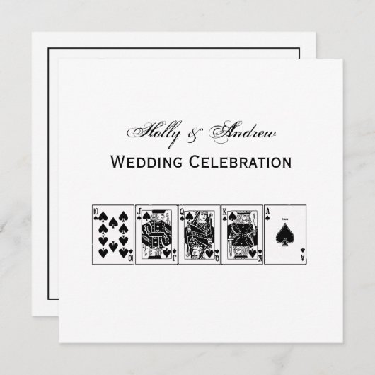 カジノナイトトランプのポーカー王室のストレートフラッシュスペード 招待状 (正面/裏面)