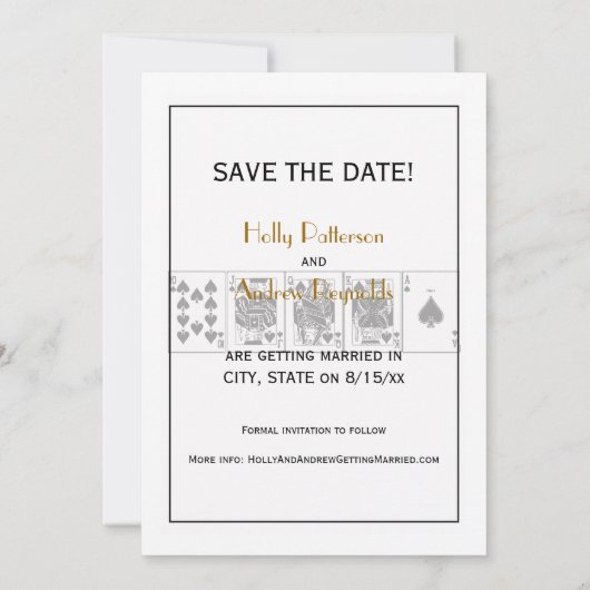 カジノナイトトランプのポーカー王室のストレートフラッシュスペード 招待状 (裏面)