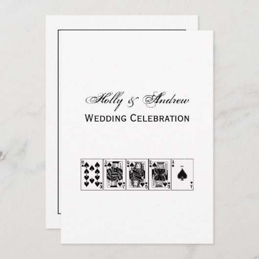 カジノナイトトランプのポーカー王室のストレートフラッシュスペード 招待状 (正面/裏面)