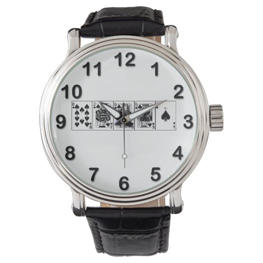カジノナイトトランプのポーカー王室のストレートフラッシュスペード 腕時計 (正面)