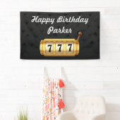 カジノナイトハッピーバースデーパーティーブラック金ゴールド 横断幕 (インサイチュ)